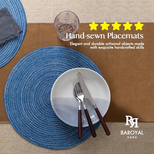 BARoyal Round Placemats Set of 12 Woven Placemats Washable Braided Table Mats for Dining Table Heat Resistant Non-Slip Circle Place Mats(Mid Blue) - Image 2