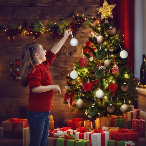 Christmas Tree Ornaments Velvet Balls, 15 Pack 3.15 Inch Shatterproof Neutral Hanging Ornaments for Christmas Xmas Decoration Indoor Holiday Decorations - Image 4