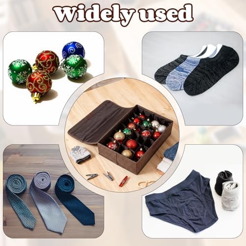 2 Pcs Light Bulb Organizer Storage Box Ornament Storage with 30 Dividers Foldable Bulbs Organizer with Lid Sturdy PP Board Fits Various Standard Dustproof Fabric Case for Home Vbs (Coffee) - Image 7