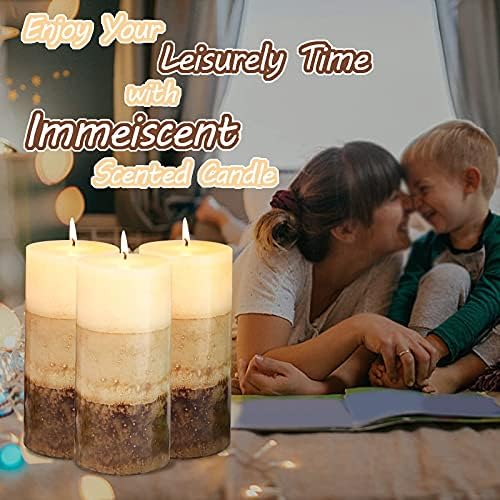 3x6 Pillar Candles Vanilla Cupcake Scented Immeiscent Aromatherapy Candles 60+ Hours Burn Long Lasting, Mottled Layered Candles for Home Scented SPA Restaurant Set of 3 - Image 4