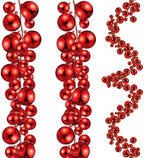 2 Pcs 9 ft Christmas Ball Ornament Garland, Red by Yuxung