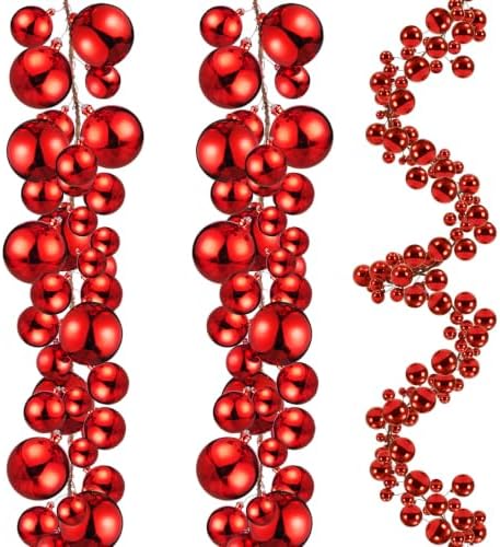 2 Pcs 9 ft Christmas Ball Ornament Garland, Red by Yuxung