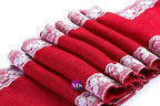 VDS Pack of 25, Burlap Table Runner with White Lace Edge, 100% Natural Jute Rustic Hessian Table Cloth Centerpiece for Wedding Birthday Party Banquet Table Decoration (Size 12X108 Inch)(Red) - Image 2