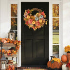 Fall Wreaths for Front Door, Artificial Pumpkin Hydrangea Autumn Wreath - Image 4