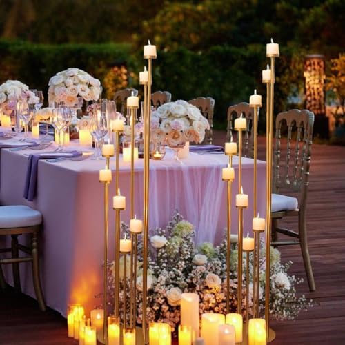2Pcs Gold 9-Arm Floor Candle Holders for Pillar Candles,44inches Tall - Image 2