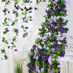 Floweroyal 6 Pack Artificial Flower Garlands 7.9FT Fake Rose Vines Silk Flowers Hanging Rose Ivy for Wedding Arch Party Home Garden Wall Decor (Purple) - Image 4