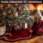 Arrowbash Red 84 Inch Christmas Tree Skirt Velvet Scallop Ddge - Image 5
