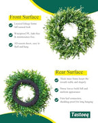 2Pack 20in Eucalyptus Wreath for Front Door, Artificial Green Leaves Greenery Wreath, All Season Wreath for Porch Window Wall Farmhouse Indoor Outdoor Home Decor - Image 3