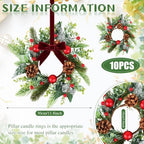 10 PCS Mini Christmas Wreaths for Cabinets 9" Christmas Kitchen Cabinet Small Wreaths with Red Ball Red Berry Pine Needles for Indoor Outdoor Farmhouse Home Wall Window Festival Wedding Decor - Image 3