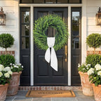 26''Large Artificial Boxwood Wreath for Front Door, All Year Round Greenery Wreath Home Decor Artificial Spring Summer Greenery Hanging for Wall Farmhouse Wedding Indoor Outdoor Decor(Include Ribbon) - Image 3