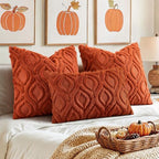decorUhome Faux Fur Plush Light Rust Throw Pillow Covers 26x26 Set of 2 - Image 4
