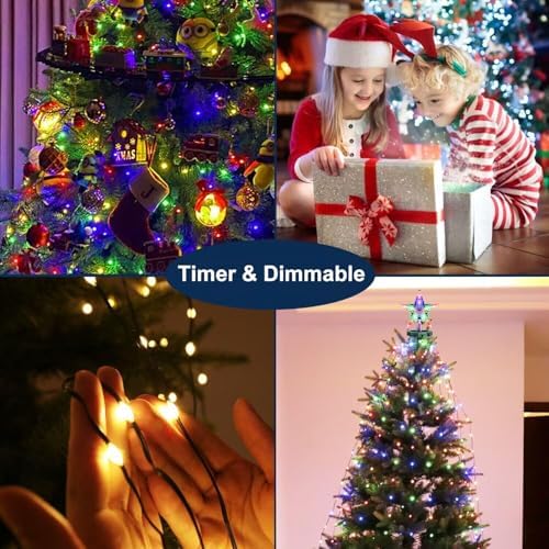 410LED Christmas Tree Lights with Star Topper, Christmas String Lights with Ring for Tree, 6.6FT x 16 Lines Fairy Twinkle Lights 8 Modes Timer Remote for Indoor Outdoor Xmas Tree Decor, Multicolor - Image 3