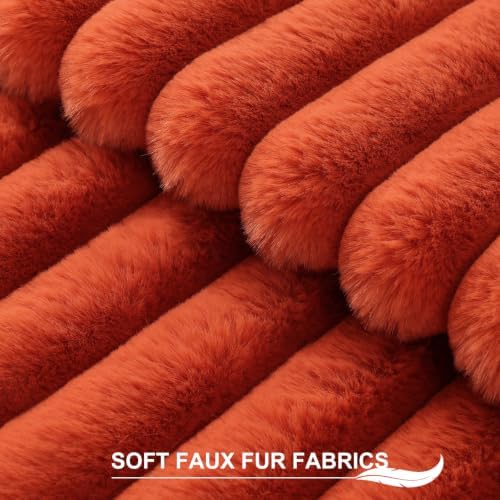 Pallene Faux Fur Fall Decorative Throw Pillow Covers 18x18 Set of 2, Rust - Image 2