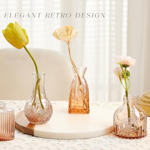 Glass Bud Vase Set of 24, Small Flower Vases, Glass Vases for Centerpieces, Vintage Home Table Decorations Bud Vases (24 Pcs, Amber) - Image 3