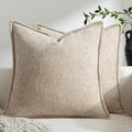 DEZENE Pack of 2 Tan Euro Shams Pillow Covers 26x26 Cozy Soft Chenille Decorative Throw Pillow Covers Accent Vintage Square Couch Pillow Covers for Home Decor Bed Sofa Living Room by DEZENE