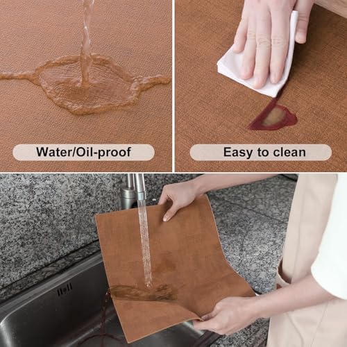 Homaxy PU Faux Leather Placemats for Dining Table, Set of 8, Brown - Image 4