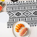 Shrahala White Boho Triangle Set of 6 12 X 18 Inch Linen Placemats, Black Geometric Bohemian Burlap Table Mat Washable Double Layered Heat Insulation for Indoor/Outdoor - Image 5