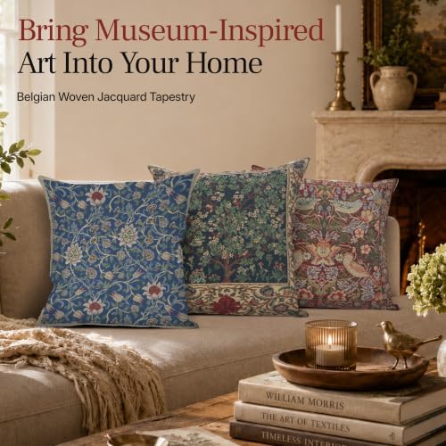 William Morris Tree Of Life Woven Tapestry Throw Pillow Cover 16 X 16 In - Image 3