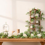 Dolicer 4Pcs 26Ft Artificial Eucalyptus Garlands with Flowers - 8 Roses, Faux Floral Greenery Garlands Fake Flowers Vines for Wedding Table Centerpieces Arch Party Ceremony Backdrop Decor (White) - Image 5