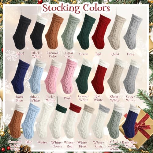 Personalized Christmas Stockings,Custom Embroidered Name & Monogram Knit Stockings for Kids,Family,Black Brown Cable Knit 18" Christmas Stocking for Fireplace Holiday Decor Gifts(7 Pack) - Image 2