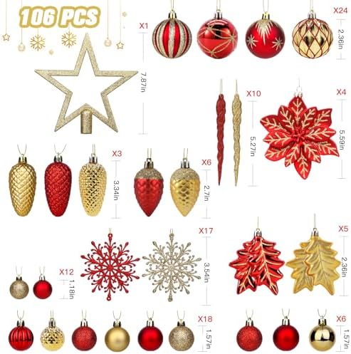 SHareconn 106 PCS Christmas Ball Ornaments for Christmas Tree Decorations - Image 2