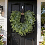 22" Artificial Eucalyptus & Saw Grass Wreath for Front Door Decor - Image 2