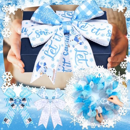 10 Pcs Winter Ribbon 4 Rolls Mesh Ribbon 6 Rolls Wired Ribbons - Image 5