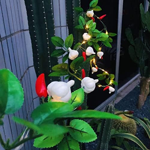 Artificial Chilli Plant Vine,Garlic Ivy Leaves Garland, 2M 20 LED Coper Wire Pepper String Light Wedding Birthday Indoor Decor Red Chili Fairy Light (Chilli, 4) - Image 4