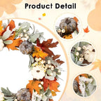 Fall 6FT Garland Wreaths 24", 4 Pack, Artificial Pumpkin - Image 4