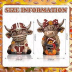 Karenhi 2 Pcs Highland Cow Figurines Fall Football Tabletop Decorations - Image 3