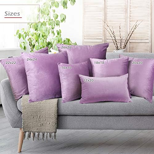 Nestl Throw Pillow Covers, Cozy Velvet Decorative Autumn Pillow Covers 22 x 22 Inches, Soft Solid Couch Pillow Covers for Sofa, Bed and Car, Set of 2 - Lavender - Image 6