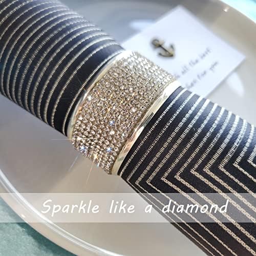 Silver Diamond Napkin Rings Set of 12, Rhinestone Napkin Holder for Dining, Table Decorations,Wedding,Bling Cloth Holder Full of Crushed Diamond,Silver Napkin Ring Party of Table Setting Home Décor - Image 2