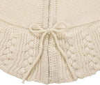 Ivory Knitted Christmas Tree Skirt, Cozy Cable Knit Design with Scalloped Edge and Ties, Rustic Farmhouse Holiday Décor for Christmas Tree Base(Ivory, 36") - Image 5
