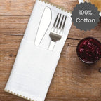 Cotton Clinic Cloth Napkins with Trim - Everyday Use Table Dinner Napkins - Soft Durable Washable - Ideal for Dinner Party Wedding Christmas Easter - Set of 12-20x20 inches Beige White Napkins - Image 3