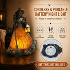 Amber-Orange Halloween Witch Lamp, Resin Witch Statue for Tabletop Decor - Image 4