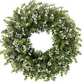 26" Large Eucalyptus Wreaths for Front Door,Spring Summer Fall Autumn Winter Wreaths,Boxwood Outdoor Wreath with Babys Breath for Porch, Wall,Home Decor- Spring Summer Fall Winter All Seasons by Ecerangus