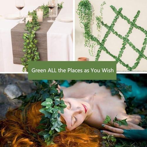 Comtelek 504 FT Artificial Ivy 72 Pack Ivy Vine Garland Ivy Leaves Greenery Garlands Clip Hanging Fake Leaf Plants Faux Green Flowers Decor Home Kitchen Garden Office Wedding Wall - Image 4