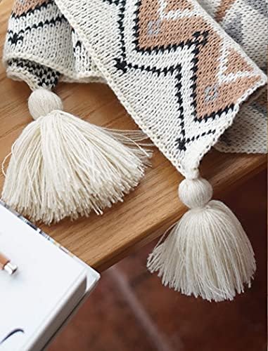 Boho Throw Blanket, Knitted Brown Tassel Throw Blankets, Soft Lightweight Vintage Tan Throw Blanket for Sofa Couch Bed and Living Room- All Seasons (50x60 Inch) - Image 3