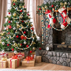 Bucherry 4 Pcs Christmas Wood Bead Garland 28.8 Feet, Sage Green,Natural - Image 4