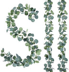 Sggvecsy 6 Pack Artificial Eucalyptus Garland Greenery Leaves Handmade 3D Silk Vines Silver Dollar Leaves Faux Leaf Plants for Wedding Wall Table Party Home Fireplace Bedroom Decor by Sggvecsy