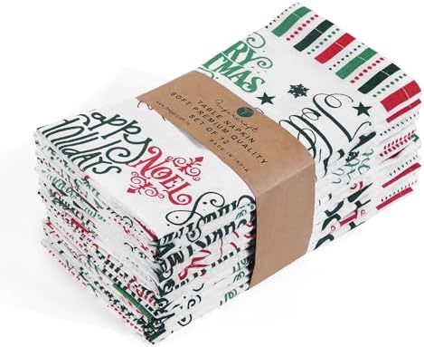 FINGERCRAFT Cloth Napkins Set of 12 Cotton Linen, 20x20 Inch, Holiday Home by FINGERCRAFT