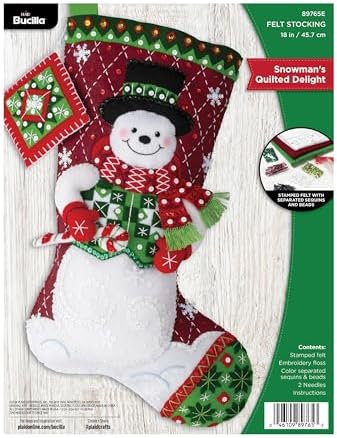 Bucilla Felt Applique 18" Stocking Making Kit, Snowman's Quilted Delight, Perfect for DIY Arts and Crafts by Bucilla