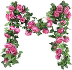 FiveSeasonStuff 29 Ft 4 Pack Rose Silk Flower Garland Artificial Flowers Decoration Hanging Floral Décor for Wedding Baby Shower Birthday Party Garden (Fuchsia) by FiveSeasonStuff