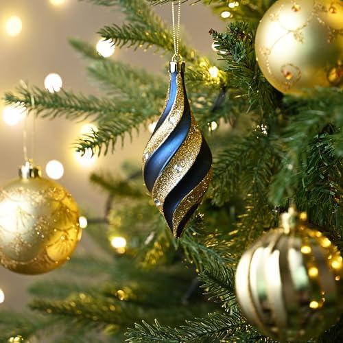 Valery Madelyn Christmas Tree Decorations Set, 40ct Blue and Gold Shatterproof Christmas Ball Ornaments Bulk, Luxury Hanging Ornaments for Xmas Holiday Wedding Party Decor - Image 5
