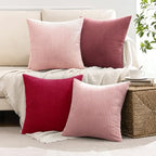 MIULEE Soft Corduroy Decorative Throw Pillow Covers Pink Series 18x18 - Image 5