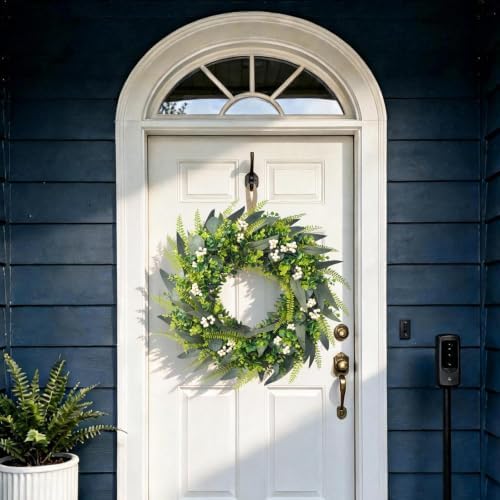 26" Artificial Greenery Wreath for Front Door All Season Boxwood Wreaths - Image 2