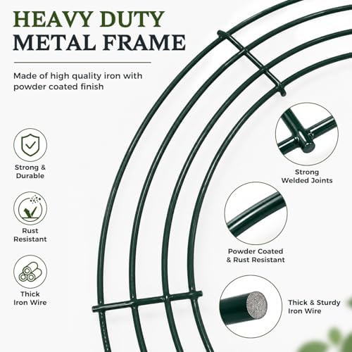 6 Pack Metal Wreath Frame - 18 Inch Wreath Form with 6 Pcs Adhesive Hooks and 38 Yard 22 Gauge Paddle Wire - Image 4