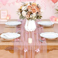 Fanqisi Dusty Rose Pearl Table Runner Floral Tulle Gauze Runner 10FT 4 Pack by Fanqisi