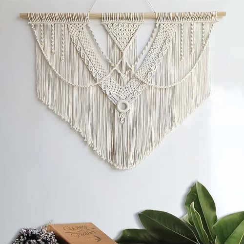 guzhiou Large Macrame Wall Hanging, Boho Woven Tapestry Decor Art, 43"x32" by guzhiou