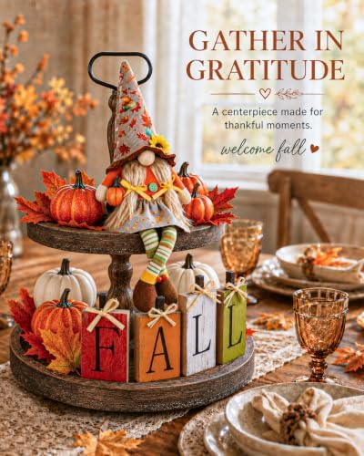Fall Decor Tiered Tray Set of 65, Rustic Farmhouse Centerpieces for Tables - Image 5